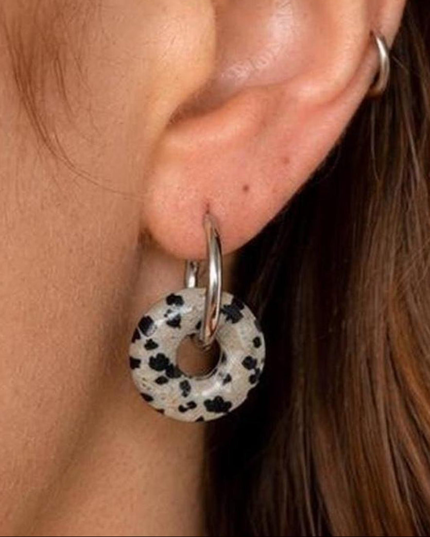 Dalmatian Jasper Hoop Earrings