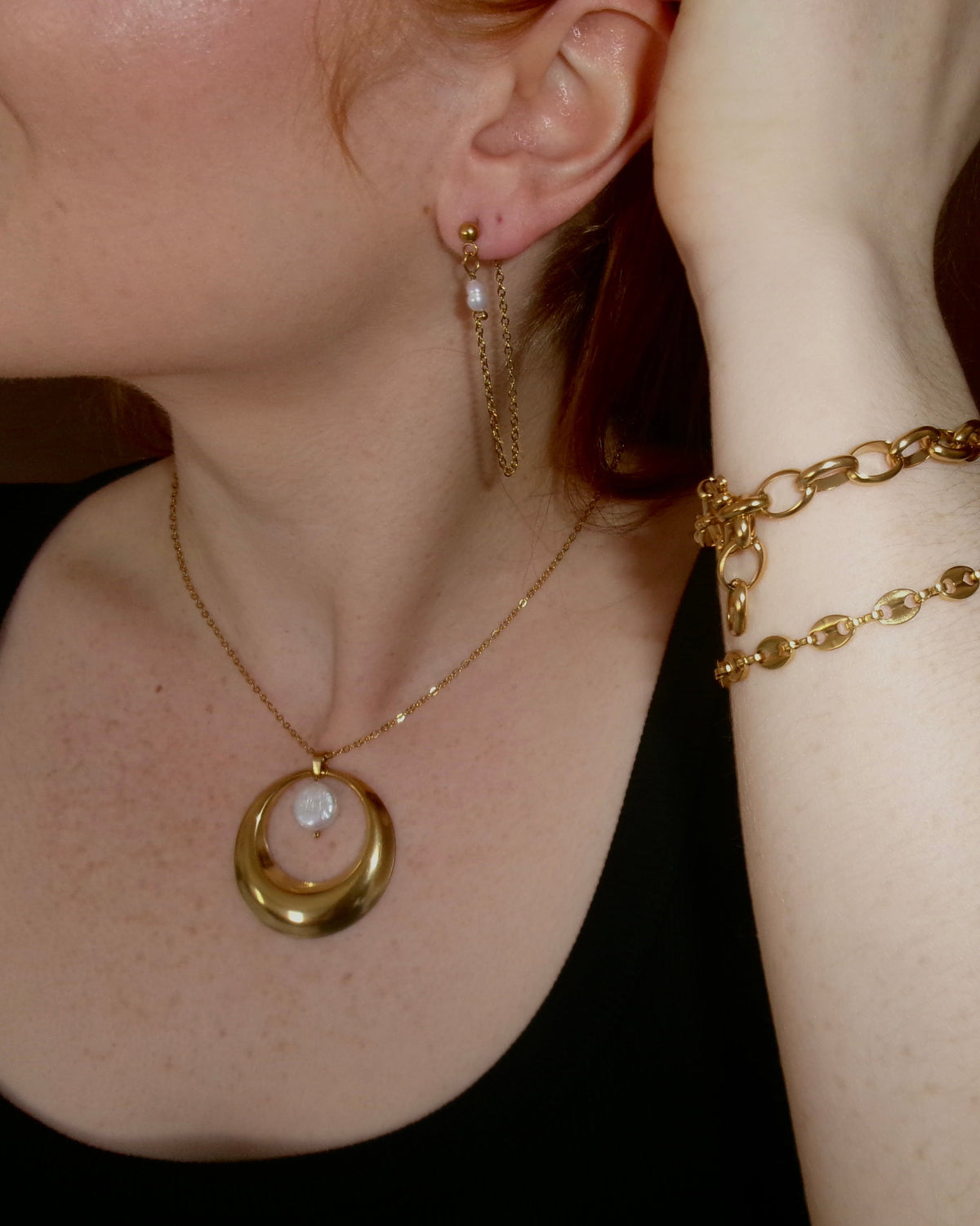 Pearl Chain Studs