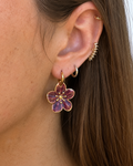Flower hoop earrings waterproof steel