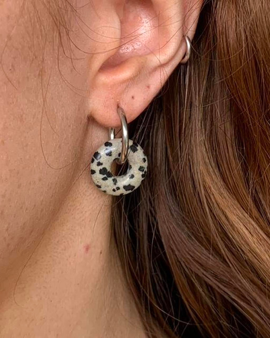 Dalmatian Jasper Hoop Earrings