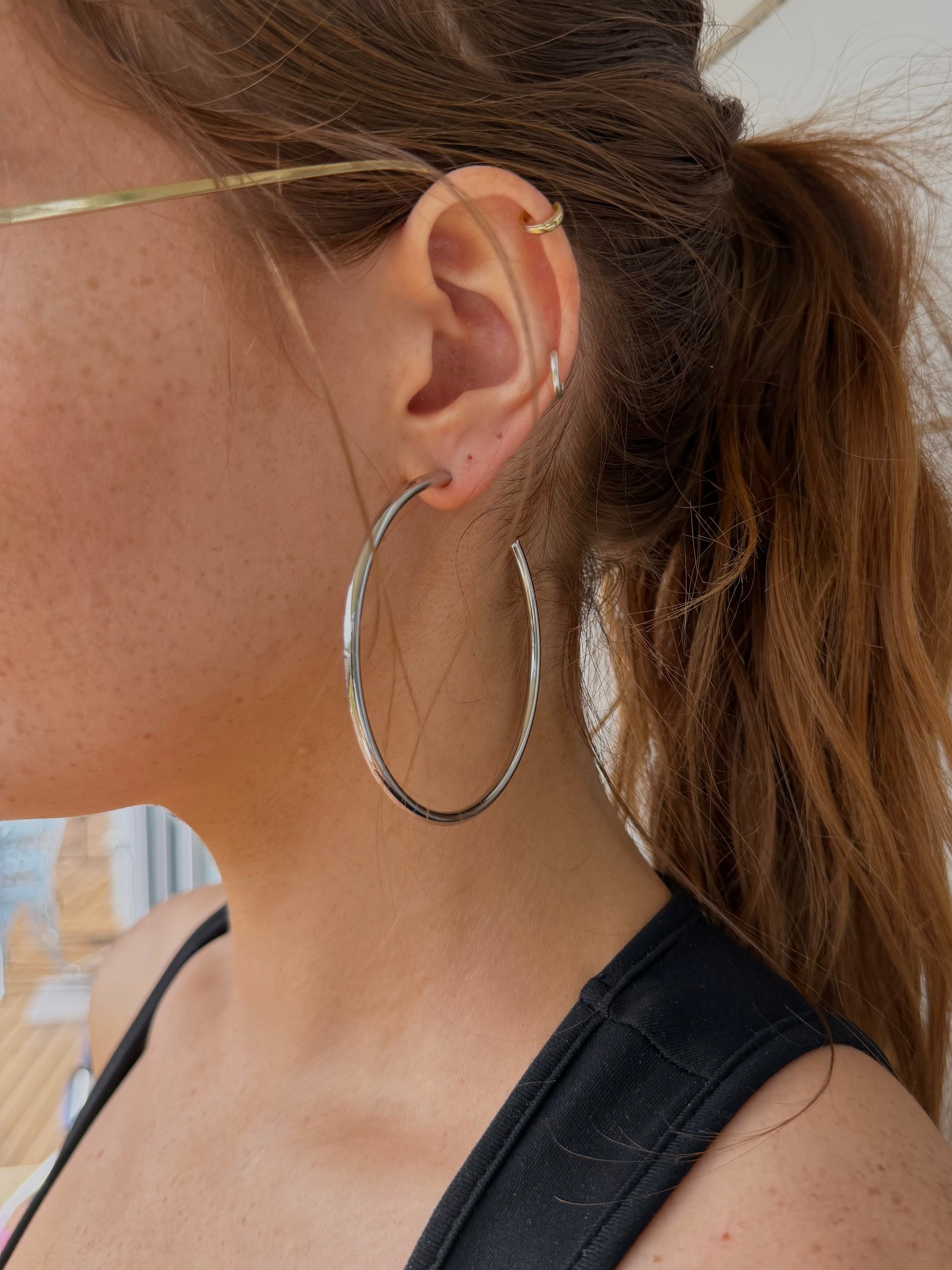oversized 7cm stainless steel silver hoop earrings
