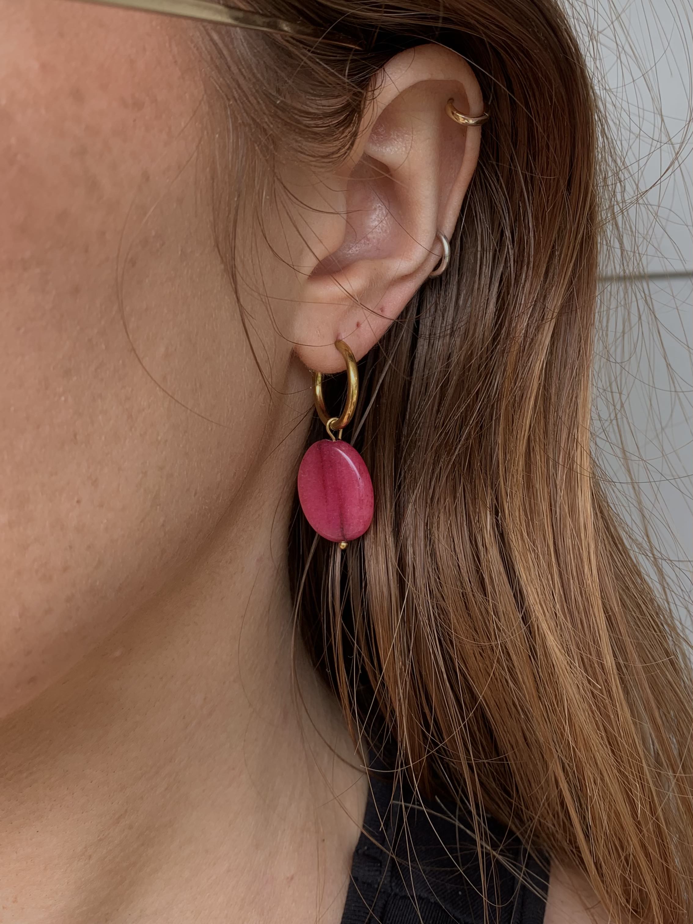Pink Agate Earrings
