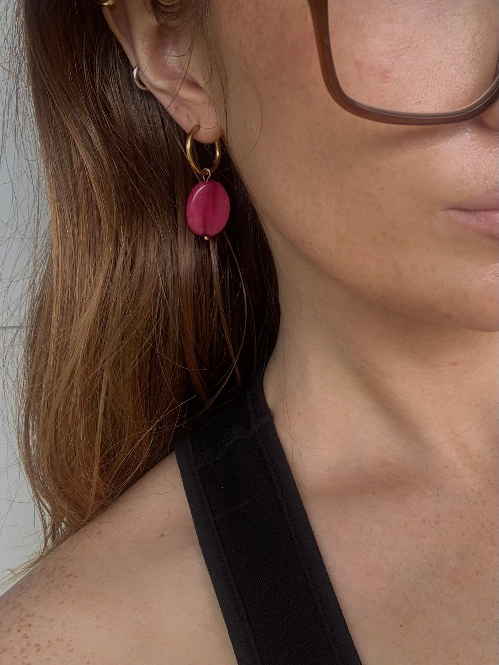 Pink Agate Earrings
