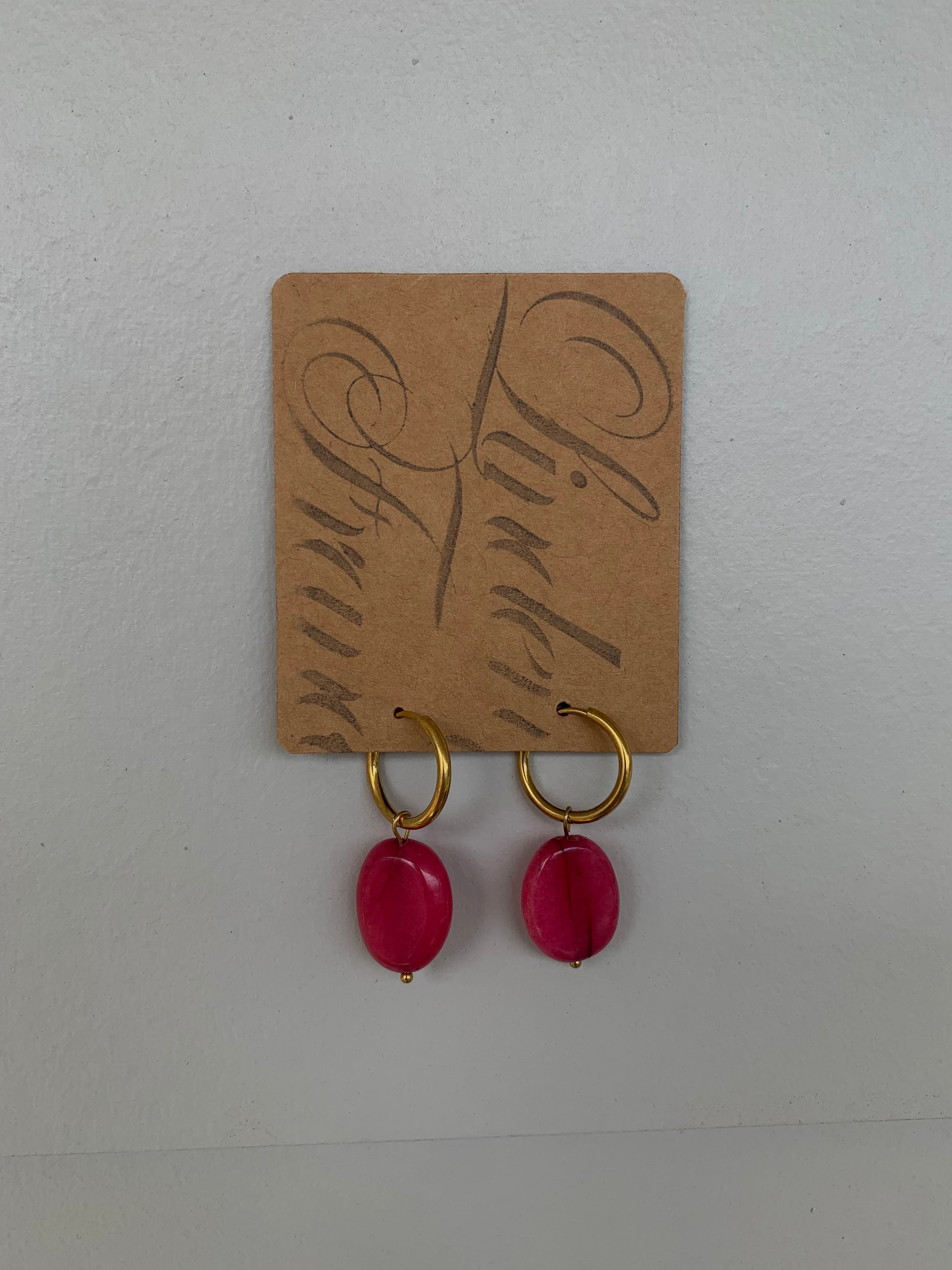 Pink Agate Earrings