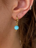 blue iridescent huggie hoop earrings vintage gold stainless steel