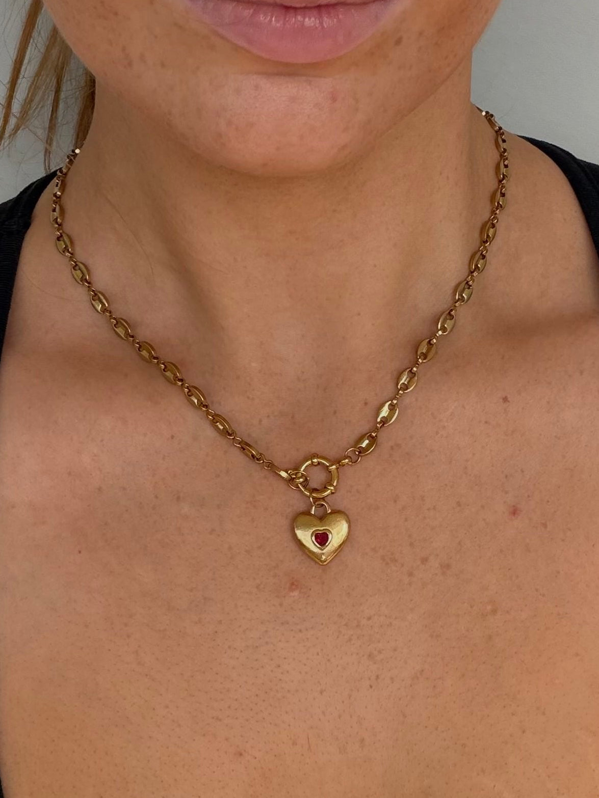 clara chunky necklace with charm pendant waterproof