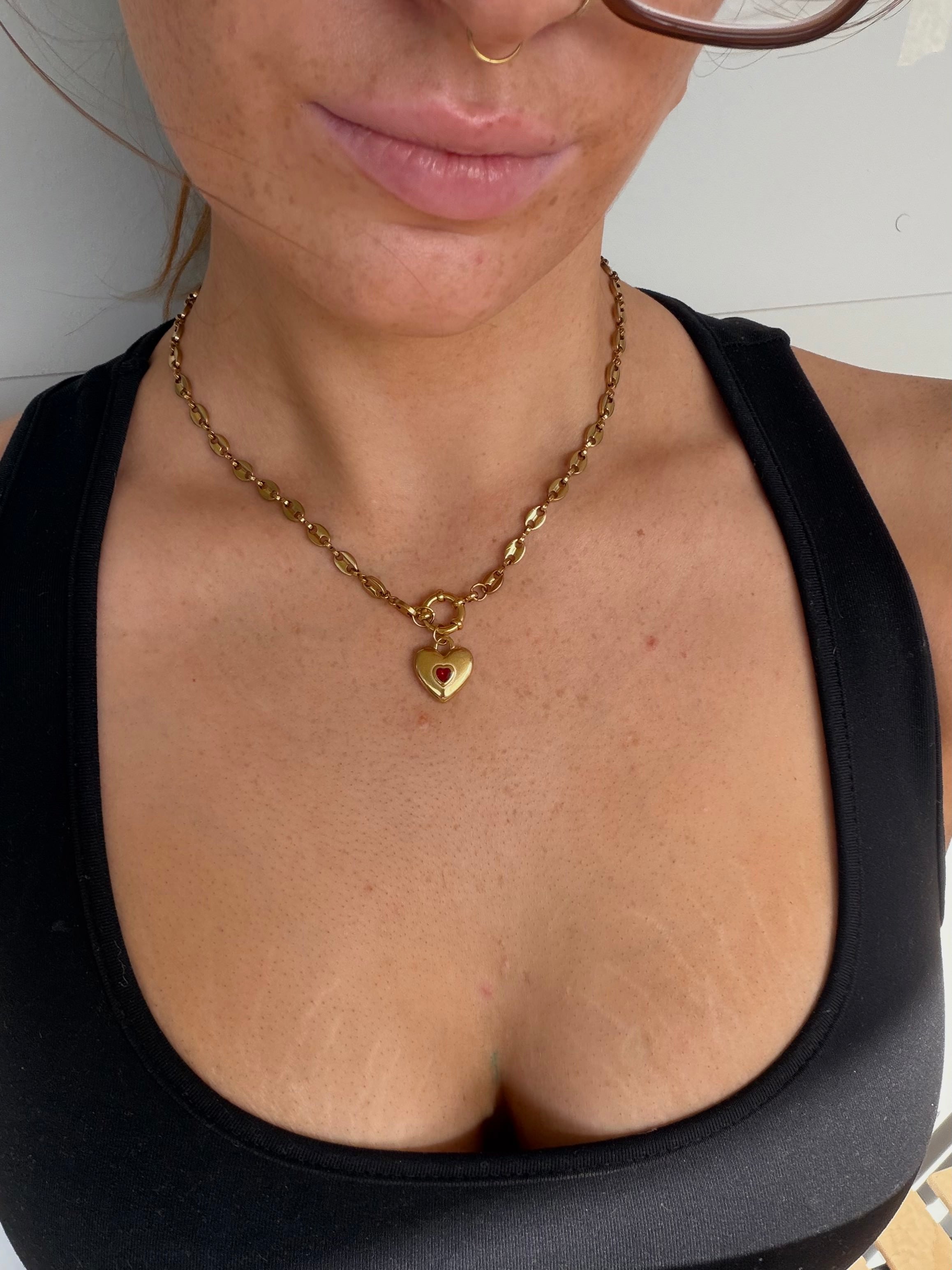 clara chunky necklace with charm pendant waterproof