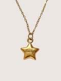 Lucky star pendant charm necklace. waterproof, 18k gold coated stainless steel. Engraved 'Lucky'