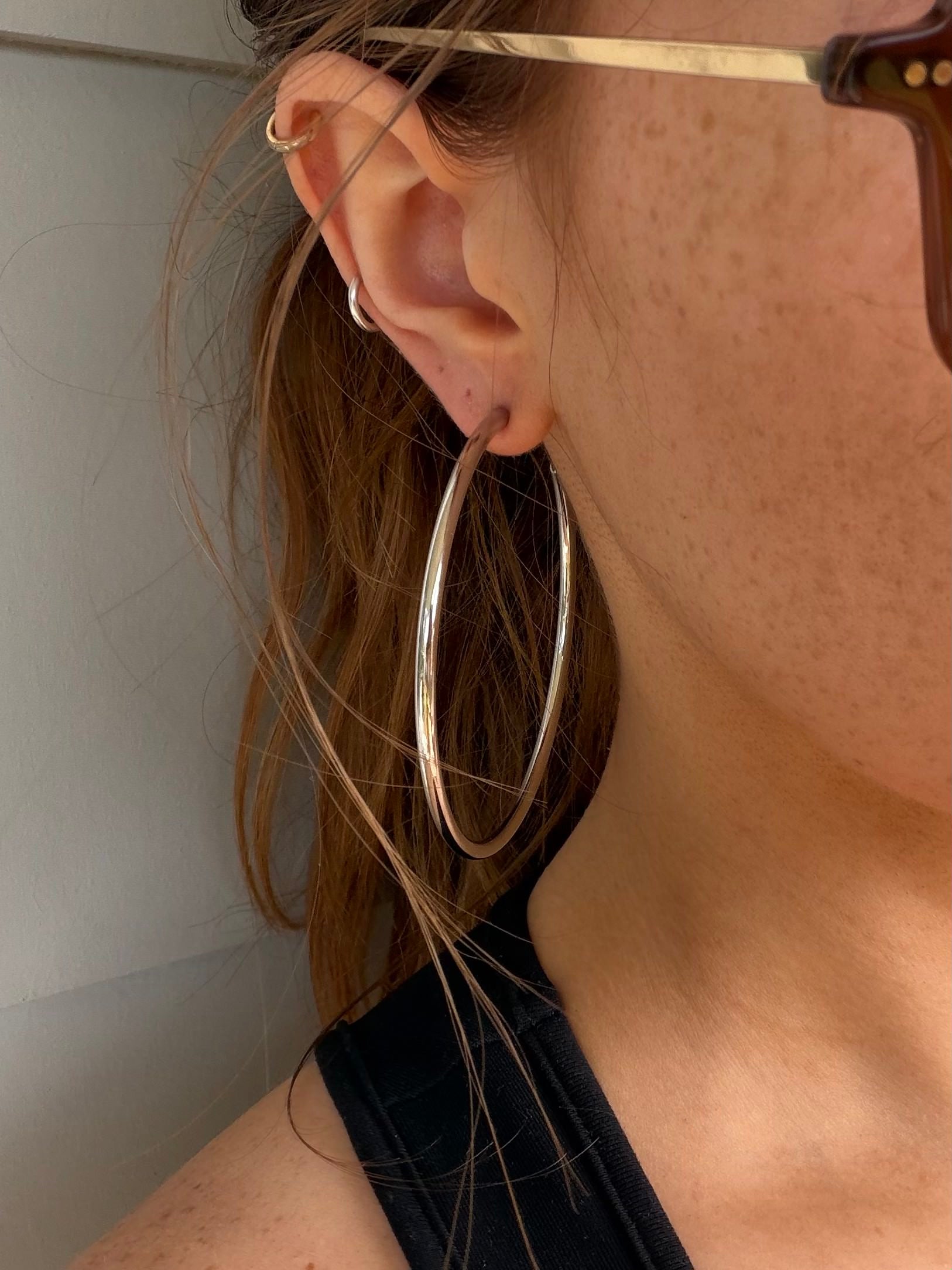 oversized 7cm stainless steel silver hoop earrings
