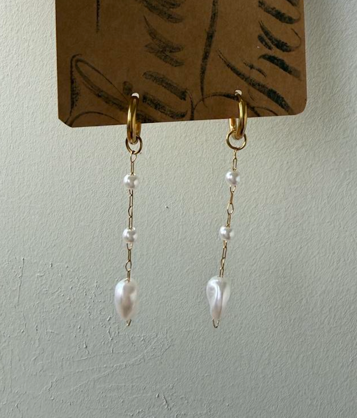 pearl drop earrings gold waterproof