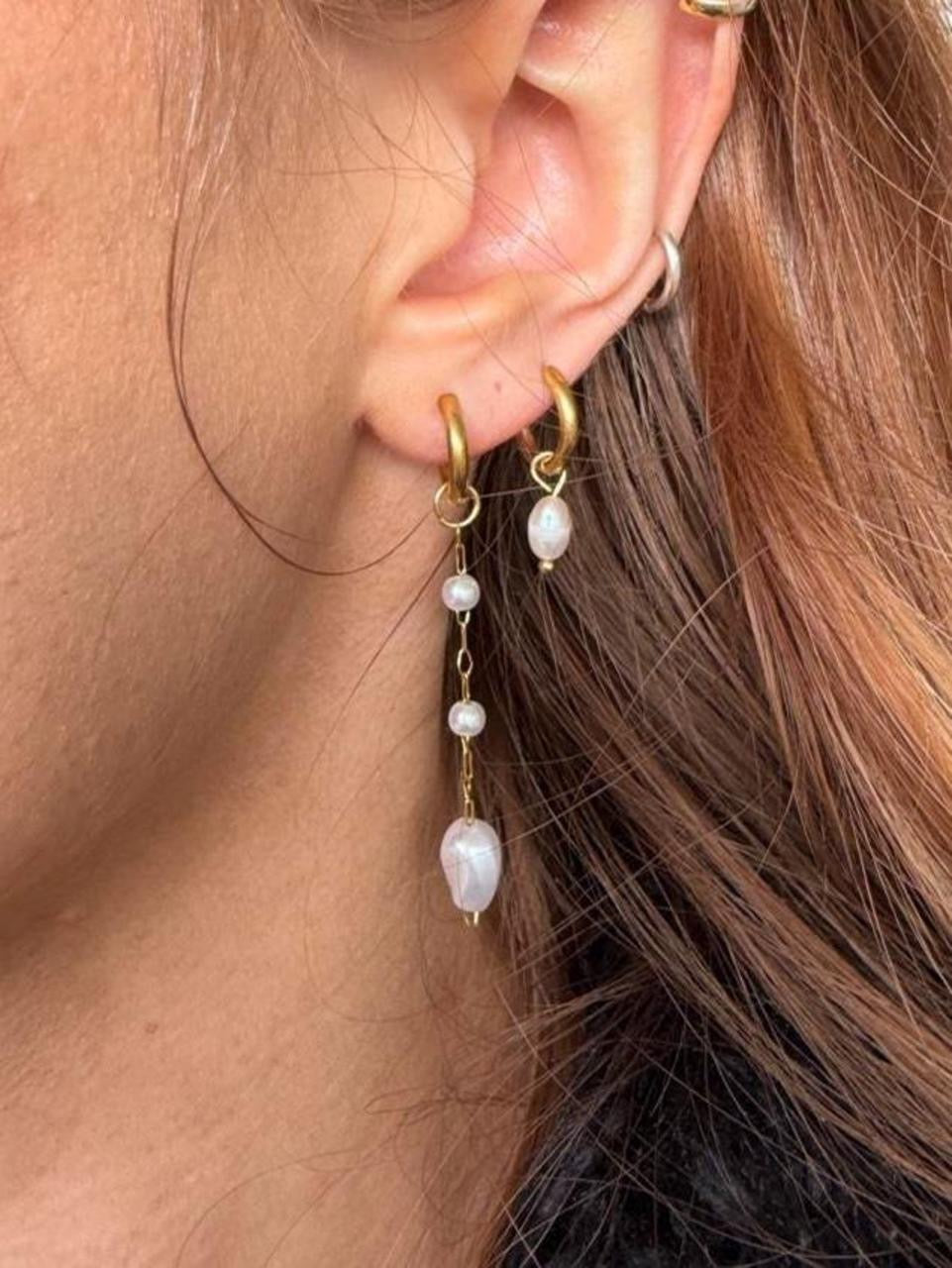 pearl drop earrings gold waterproof