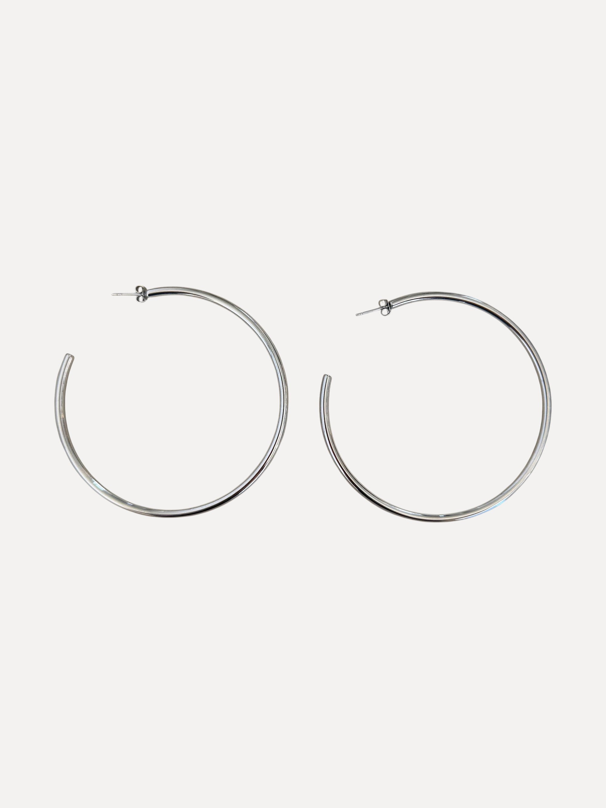 oversized 7cm stainless steel silver hoop earrings