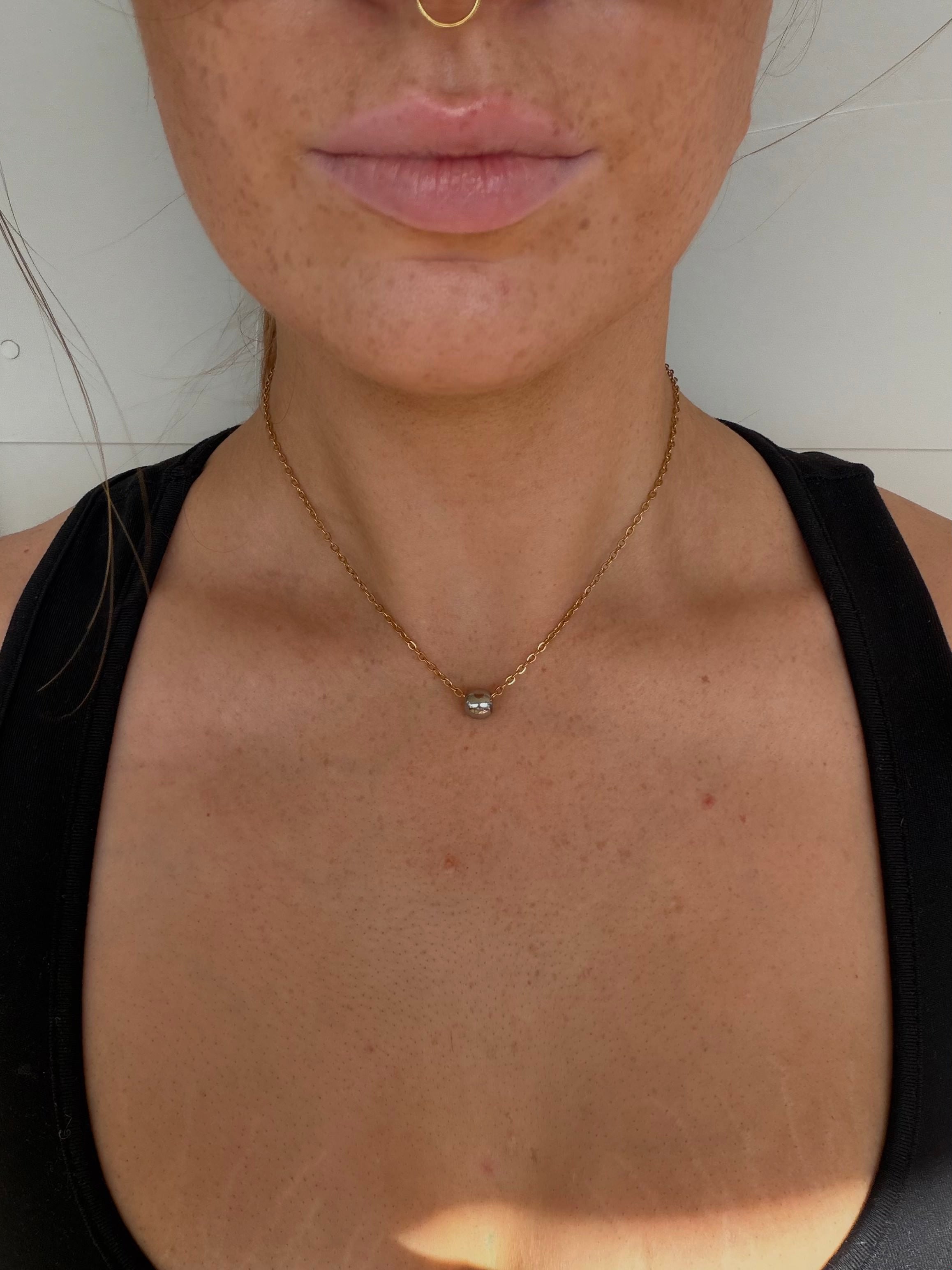 two toned stainless steel necklace.